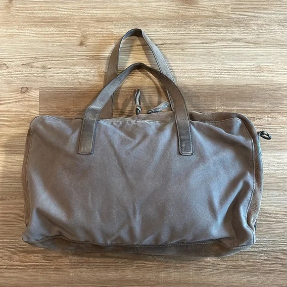 Allsaints Brown leather/canvas weekender - Picture 1 of 11